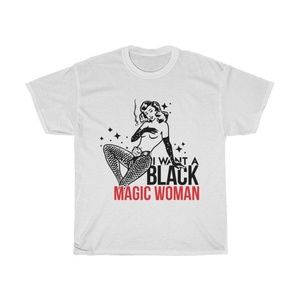 Black Magic Woman White Pin Up Girl Tee